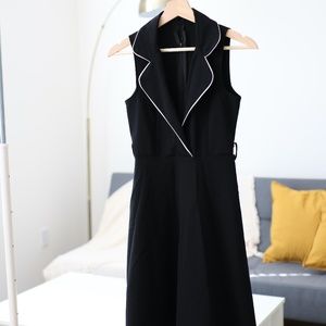 Black Midi Dress with Lapel